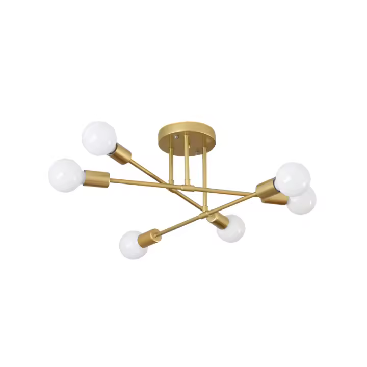 Lámpara De Techo LED Retro Industrial Con 6 Cabezas Material Hierro Trabado Luz Moderna Para Sala De Estar Decoración E27 - 1