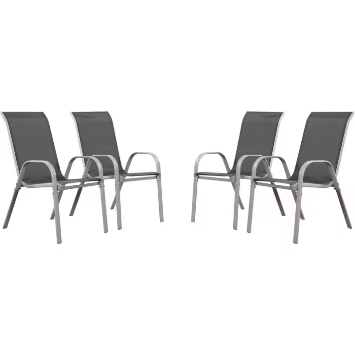 Juego de 4 sillas jardín Textileno "Cordoba" - Phoenix - Gris oscuro / plateado - 1