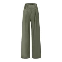 Pantalones Anchos De Pierna Con Bolsillo Para Mujer Estilo Algodón Lino Primavera Verano Cintura Alta Ruched Casual Pantalones De Playa - details 24
