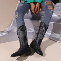 Botas De Vaquera Genuina 2024 Botines Retro Bordados Casual Botas De Vaquero Diseñador Botines Cossack Con Plataforma Tacón Alto Microfibra PU Antideslizante - details 3