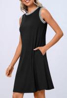 Vestido Mini Casual Sin Mangas Para Mujer Verano 2025 Estilo Suelto Cuello Redondo Decoración Sencilla Fibra Sintética - details 16