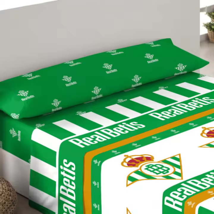 Juego de sábanas 3 piezas 50% algodón,50% poliéster Real Betis Balompié. Licencia Oficial - 1