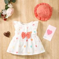 Conjunto De Ropa Para Bebé Niña Nueva 2 Piezas Vestido Sin Mangas Y Gorro Estampado De Amor Moda Verano Para Bebés Recién Nacidos De 0 a 9 Meses - details 2
