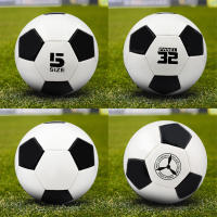 Balón De Fútbol Profesional Tamaño 5 PU Cuero Tejido Por Máquina Entrenamiento Deportes Balón De Soccer Negro Y Blanco - details 5