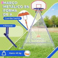 Outsunny Columpio Infantil 3 en 1 Columpio para Niños de 3-8 Años con Canasta y Portería de Fútbol Desmontable Marco de Acero Carga 45 kg para Exterior Multicolor - details 5