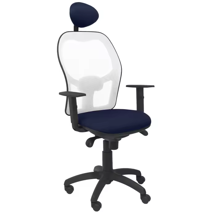 Silla de Oficina Ergonómica Piqueras Y Crespo con Malla Blanca y Asiento Bali Azul Marino - 1