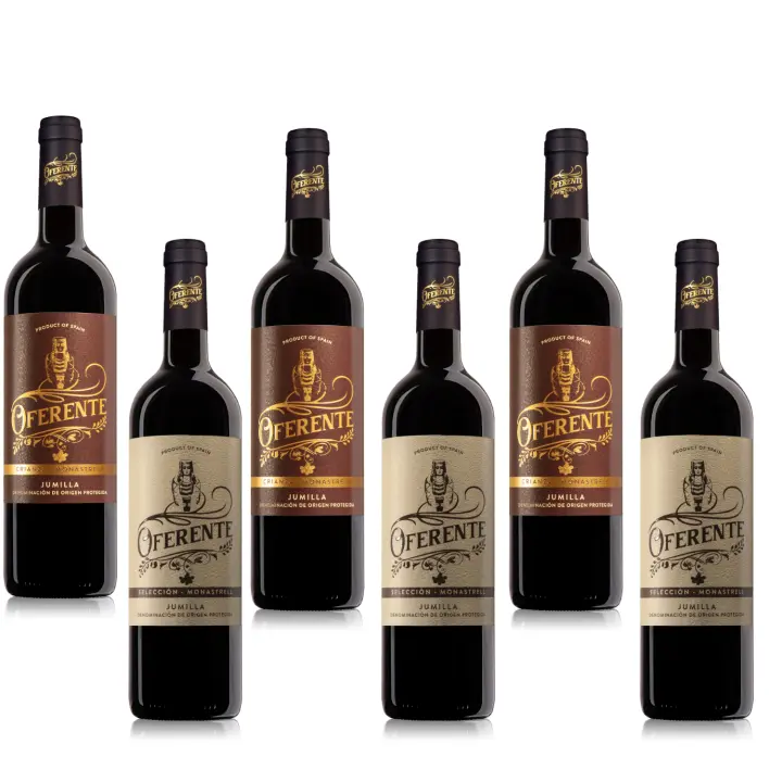 OFERENTE - Vino Tinto Seleccion y Crianza Santiago Apostol - Vino Tinto D.O Jumilla -Caja de Vino Tinto Selección y Crianza - Vino Tinto Premium - Pack de Vinos Selección y Crianza - Vino Tinto de Calidad - 6 Unidades de 750 ml - 1