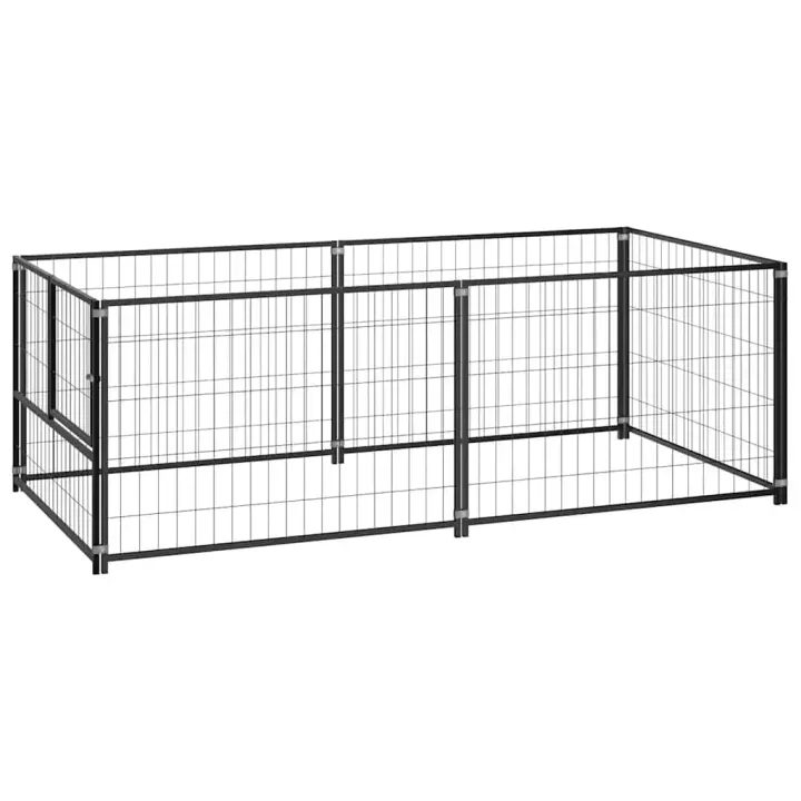vidaXL Perrera de acero negro 200x100x70 cm Jaula para perros y gatos, casa mascota, animales - 1