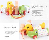 Coche De Madera Para Niños Con Cuerda Pull Educativo Para Bebés Chicos Y Chicas Caminador De Dinosaurio Pato Perro - details 9