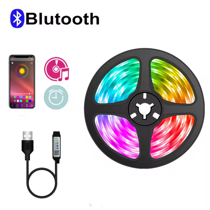 Tiras LED RGB5050 Flexibles 5V USB Control Remoto Bluetooth Para Decoración De Habitaciones Y Luz Trasera Del Televisor - 1
