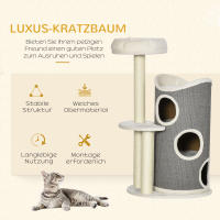 Pet Cat Tree 109cm Árbol para Gatos con Rascador Cube y Cama para Gatos, poste de Isal, Modern gris Blanco Para Los Amantes de Los Gatos - details 3
