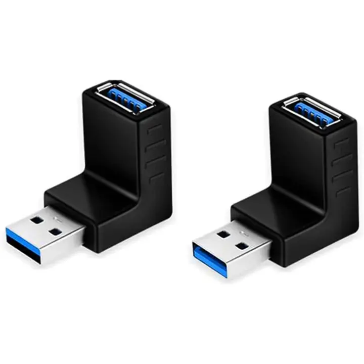 2 Piezas Adaptador USB 3.0 Conector Acoplador de ángulo Ascendente y Descendente Vertical de 90 Grados Macho a Hembra,  Adaptador Conector USB A De Velocidad Rápida Cambiador - 1
