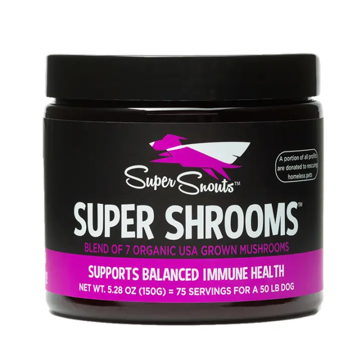 Super Snouts Super Shrooms 150grs  - Suplemento inmunológico para perros y gatos equilibra el sistema inmune, combate infecciones y mejora su salud general - 1
