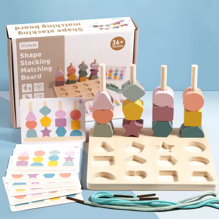 Juguetes De Madera Para Bebés Juego De Hilo De Aprendizaje Sensorial Montessori Educativo Para Niños Entre 3 Y 6 Años - 1