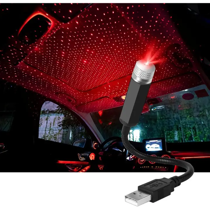 Luz de ambiente, lámpara de techo de automóvil USB, proyector LED de atmósfera de cielo estrellado, luz de noche roja, modos múltiples ajustables, luz romántica para el hogar/fiesta - 1