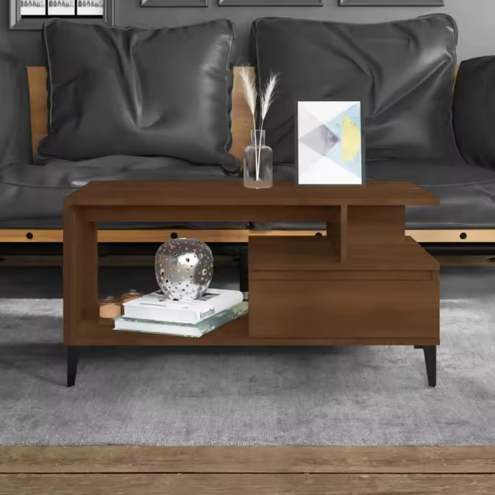 vidaXL Mesa de centro madera contrachapada roble marrón 90x49x45 cm - 1