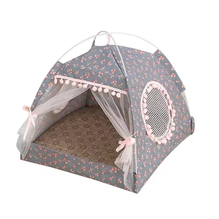 Casa De Gato Plegable Tent Para Perro Cama De Gato Para Gatitos Caja De Algodón Dulce Princesa Kennel Para Mascotas Hogar - 1
