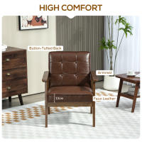 HOMCOM Sofá de 2 Plazas Tapizado en PU Sofá de Salón con Reposabrazos de Madera Respaldo Acolchado Carga Sofá Pequeño para Dormitorio Marrón - details 3
