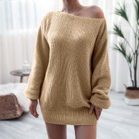 Vestido De Lana Gruesa Para Mujer Estilo Casual Cuello Abierto Manga Larga Color Sólido Diseño Suelto Mini Vestido De Otoño Invierno - details 17