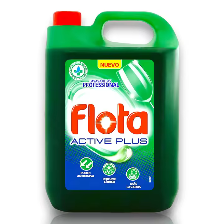 Lavavajillas Profesional Flota Active Plus - 4.5 Litros - Poder Antigrasa - Perfume Citrico - Diseñado para Uso Diario en el Hogar - Pack de 2 Unidades - FLOTA. - 1