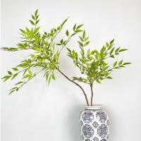 Planta Artificial De Bambú Grande 110cm Con Dos Cucharas Falsa Nandina Hojas Verdes Para Decoración De Jardín Y Hogar Material Plástico - details 3