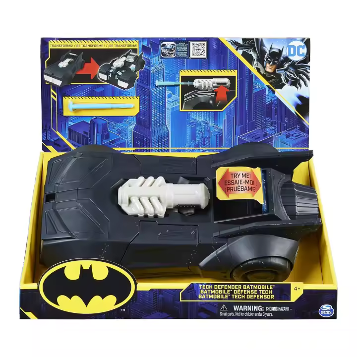 BATMOBIL - Coche de BATMAN - Vehículo transformable con lanzador de proyectiles -  Universo DC - SPIN MASTER - Edad recomendada mayores de 4 años - 1