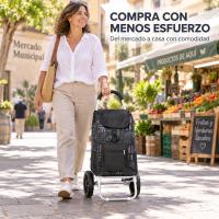 Carro de la Compra Plegable de 2 Ruedas con Capacidad de 40 L o 42 L, Bolsillo Térmico Frontal y Bolsa Amplia, Carrito Ligero para Supermercado, Mercado y Compras Diarias, con Asa Cómoda, Soporte Estable y Disponible en Negro, Azul Marino, Azul y Gris - details 0
