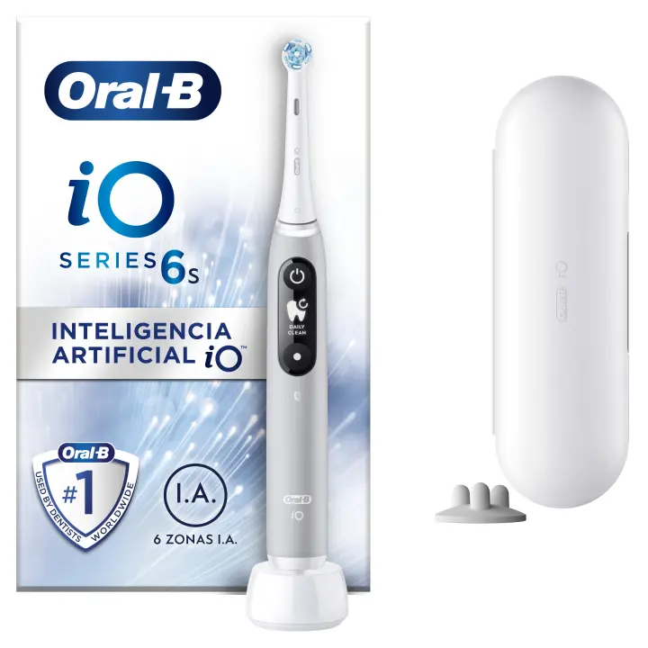 Oral-B iO 6S cepillo eléctrico con 2 cabezales y 1 estuche de viaje diseñado por Braun. Negro y Gris - 1