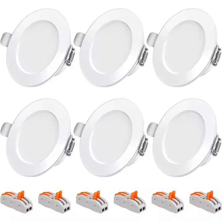 [PACK 6] Focos LED Empotrados 5W 230V, Bombilla Techo LED empotrables Plano LED radiantes, Ojo de Buey LED baño 3000/4000/6500K, foco techo con CRI90, IP44, para Pasillo, baño salón cocina dormitorio - 1