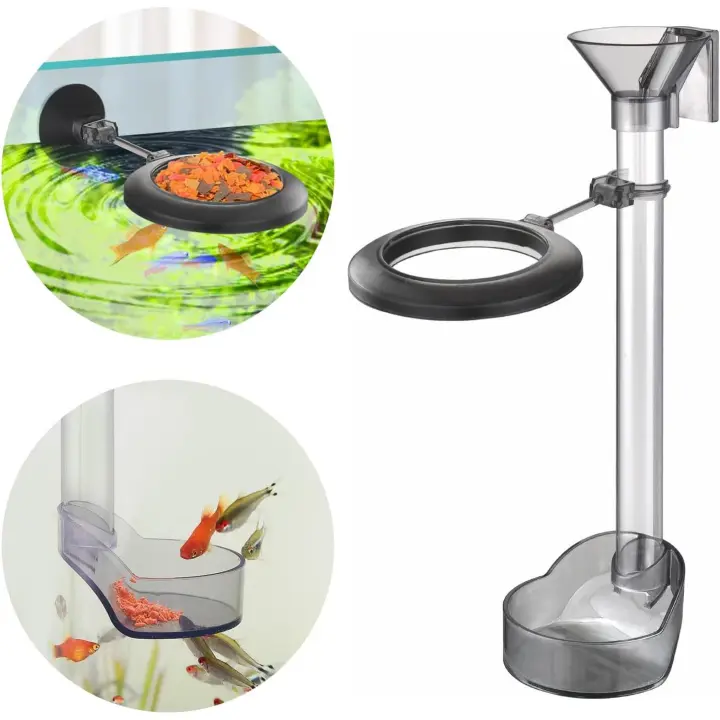 Juego de plato de alimentación para camarones, kit de tubo de alimentación para peces de acuario con anillo de alimentación, cepillo de limpieza para pecera - 1
