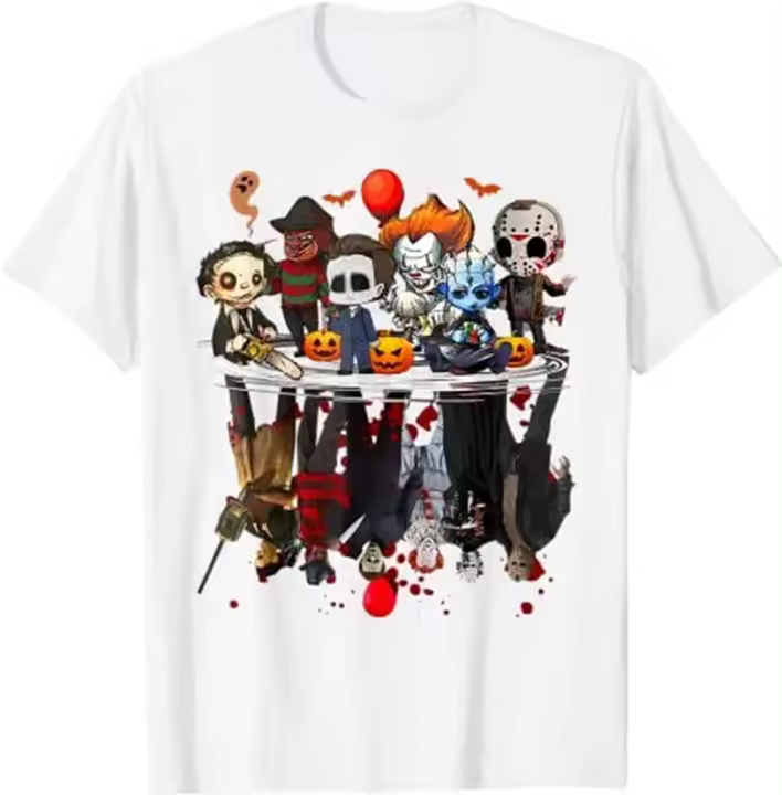 Camiseta De Horror Con Personaje De Películas Ropa De Halloween Para Adultos Estilo Gótico Gráfico Camiseta Corta Transpirable Para Verano - 1