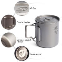 Taza De Titanio 420ml Con Manijas Plegables Para Camping Pesca Senderismo. Vaso Ligero De Agua Para Mochilas - details 2