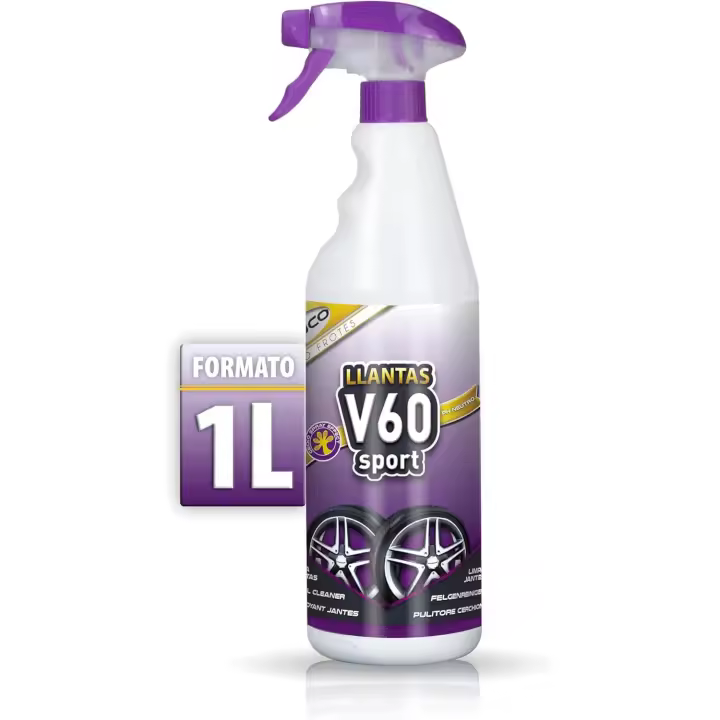 Sisbrill V60 Sport Limpia Llantas - Neutro y Seguro - Efecto Gecko Spray - 1 Litro - 1