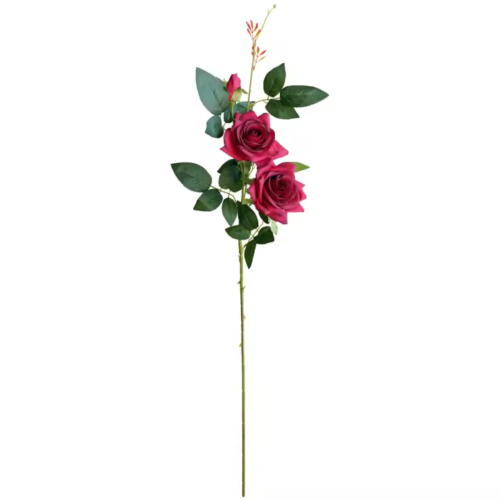 Poenia Arte Floral - Flores y Plantas Artificiales - Vara de Rosa Artificial 90cm - Pack 3 Piezas - 1