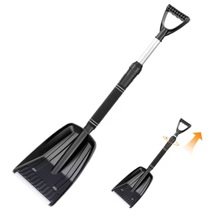Pala de nieve retráctil para automóvil, pala de nieve ligera y desmontable de aluminio para entrada, pala de nieve pequeña portátil para niños y adultos, hogar, remoción de nieve en el jardín - 1