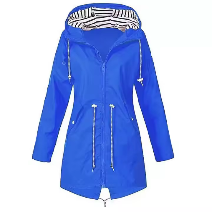 Women's Waterproof Raincoat Casual Basic Outdoor Woven Lightweight Drawstring Women Hiking Clothing - 1