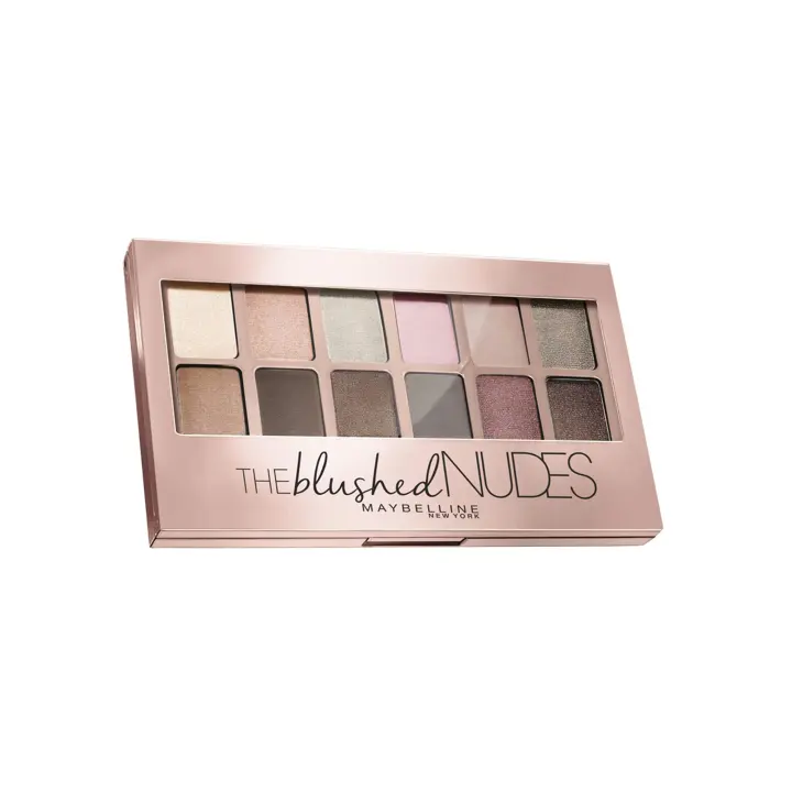 Maybelline New York | The Blushed Nudes Paleta de Sombras de Ojos  12 sombras colores nude y rosas- 9,6 g - 1
