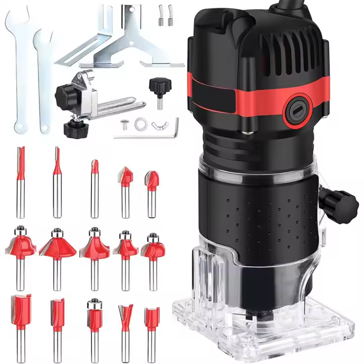 800W máquina cortadora eléctrica para carpintería, 6 velocidades máquina cortadora multifuncional, 30000rpm enrutador de carpintería, Herramientas de bricolaje, fresadora de ranuras, grabado - 1