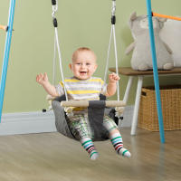 AIYAPLAY Columpio para Bebés de 9-36 Meses con Cuerdas Ajustables Columpio Infantil con Asiento Acolchado Carga 70 kg para Interiores y Exteriores 40x40x110-180 cm Gris Oscuro - details 1
