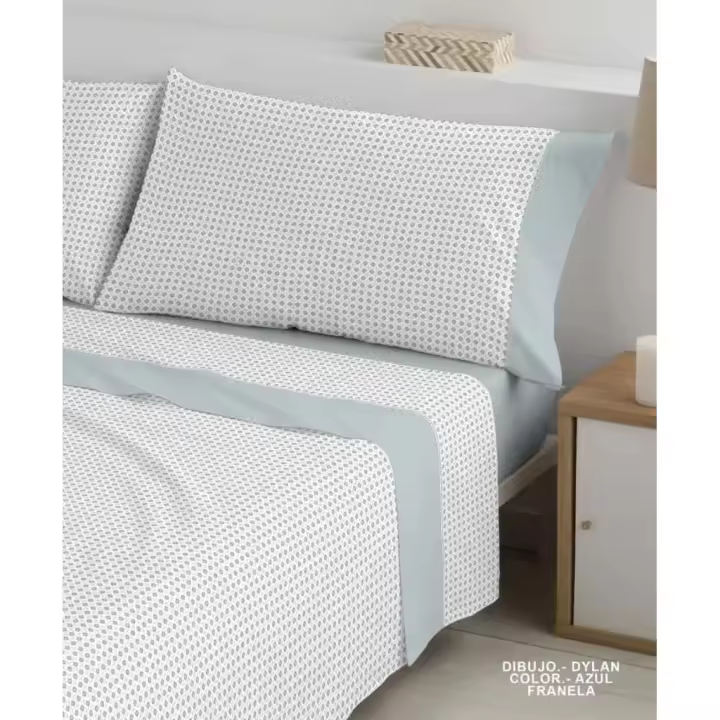 Juego de Sábanas de Franela, Modelo Dylan, Varios Modelos Disponibles, Color Azul, Polo Polo - 1