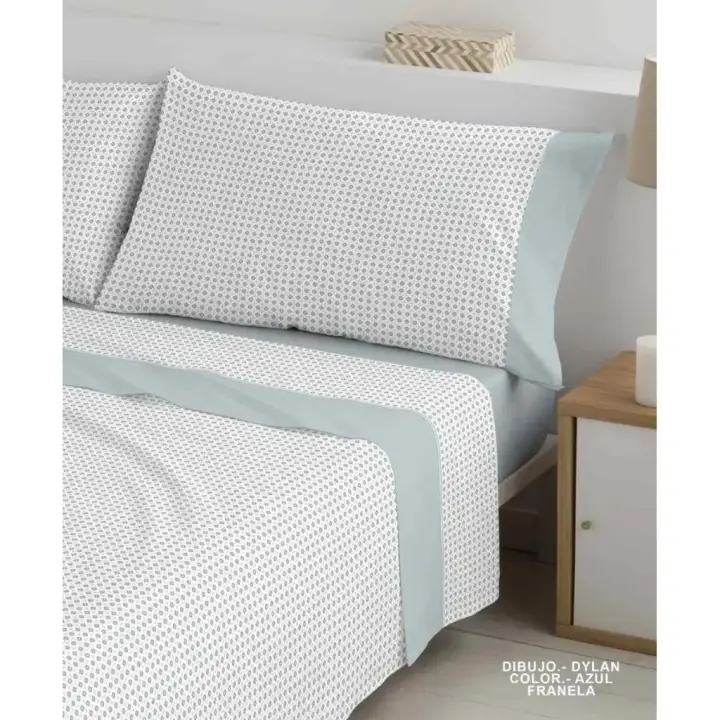 Juego de Sábanas de Franela, Modelo Dylan, Varios Modelos Disponibles, Color Azul, Polo Polo - 1
