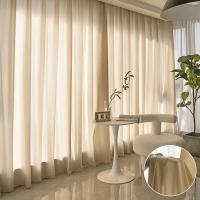 Cortinas De Tulle Sólidas Para Sala De Estar Ventanas Cortina Transparente Para Puerta De Sala Decoración Suave Rideau Voilage Textura - details 2