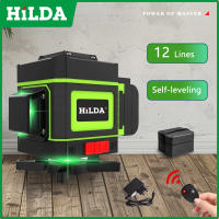Nivel De Laser 3D HILDA Con 12 Líneas Auto-Nivelado 360 Grados Horizontal Y Vertical Rayo Verde Óptico Instrumento De Medición Potente - details 1