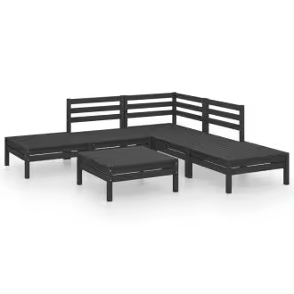 VIDAXL 3082646 juego de sofás reposapiés y mesa de jardín fabricados en madera maciza de pino en color negro vida xl - 1