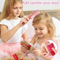 Kit de deslumbramiento de cabello con diamantes de imitación, herramienta brillante para niñas, juego multifuncional con máquina de peinado, juguete de simulación de peinado para peinados creativos - details 2