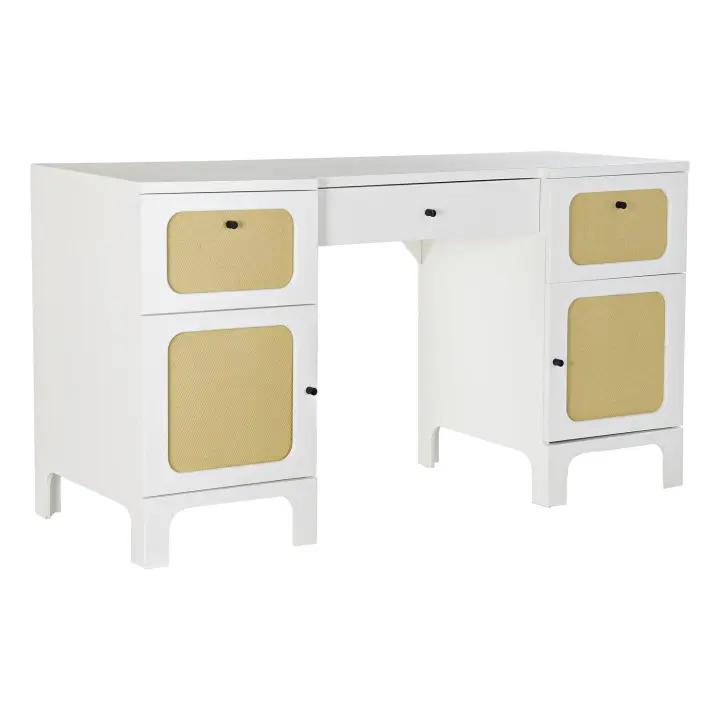 Escritorio Abeto Ratan 140X50X76 Blanco El mejor complemento para tu hogar  -Fijalo- - 1