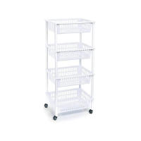Carro verdulero modelo PLFT con ruedas 4 cestas 85 x 40 x 30 cm , Carrito portaobjetos estantes multiusos para organizar los espacios domésticos, organizador de cocina y hogar - details 1