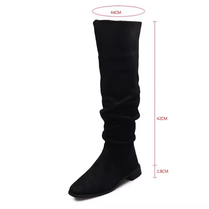 SP Botas de Caballero de Gamuza Retro Para Mujer, nuevo estilo, Tacón Gruesto, BOTAS Altas con punta, BOTAS marrones con pligues. - 1
