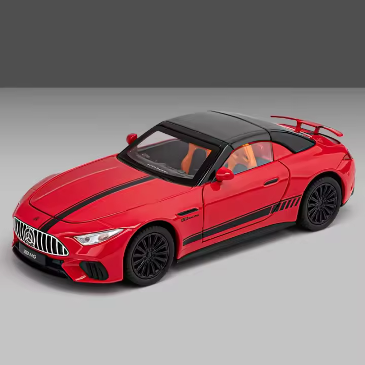 Coche De Deportes Mercedes-Benz SL63 Escala 1:22 Modelo De Aleación Con Sonido Y Luz Coche Miniatura Para Colección Y Juguete Para Niños C398 - 1