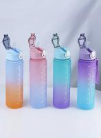 Botella Deportiva De 750ml Color Cambiante Y Neblinosa Arcoíris Con Tapa De Taza Y Tiras De Agua Para Adultos Material Plástico Resistente Al Calor - details 7